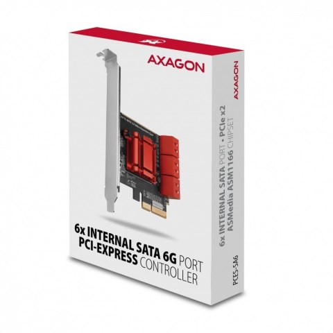 PCES-SA6 Kontroler PCIe 6x wewnętrzny port SATA 6G, ASM1166, SP & LP PCES-SA6 Kontroler PCIe 6x wewnętrzny port SATA 6G, ASM1166, SP & LP