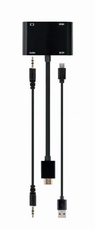 Adapter HDMI męski do HDMI żeński + VGA żeński z audio i dodatkowym portem zasilania Adapter HDMI męski do HDMI żeński + VGA żeński z audio i dodatkowym portem zasilania