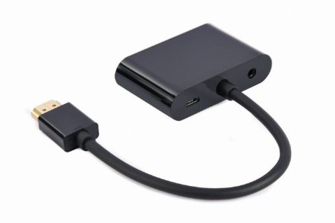 Adapter HDMI męski do HDMI żeński + VGA żeński z audio i dodatkowym portem zasilania Adapter HDMI męski do HDMI żeński + VGA żeński z audio i dodatkowym portem zasilania