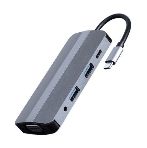 Adapter USB-C 8w1, HDMI, USB-C, PD, VGA, USB 3.1, 2.0, audio, czytnik kart Adapter USB-C 8w1, HDMI, USB-C, PD, VGA, USB 3.1, 2.0, audio, czytnik kart