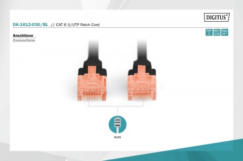 Patch cord U/UTP kat.6 PVC 3m czarny Patch cord U/UTP kat.6 PVC 3m czarny