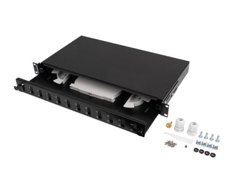 Przełącznica światłowodowa 12XSC duplex/12XLC QUAD rack 19 1U czarna + akcesoria Przełącznica światłowodowa 12XSC duplex/12XLC QUAD rack 19 1U czarna + akcesoria