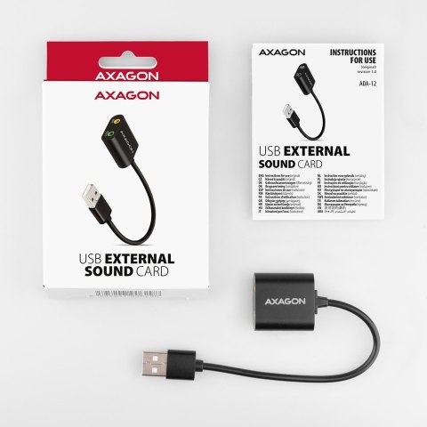 ADA-12 Zewnętrzna karta dzwiękowa USB 2.0 48kHz/16-bit stereo, metal, kabel USB-A 15 cm ADA-12 Zewnętrzna karta dzwiękowa USB 2.0 48kHz/16-bit stereo, metal, kabel USB-A 15 cm