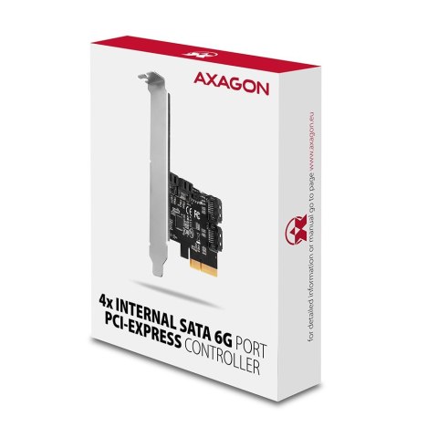PCES-SA4X4 Kontroler PCIe 4x wewnętrzny port SATA 6G, ASM1164, SP & LP PCES-SA4X4 Kontroler PCIe 4x wewnętrzny port SATA 6G, ASM1164, SP & LP