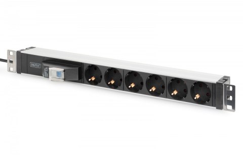 Listwa zasilająca PDU 19" Rack, 6x gniazdo schuko, 2.0m, 1x wtyk unischuko, 16A, wyłącznik nadprądowy, Profil aluminiowy Listwa zasilająca PDU 19" Rack, 6x gniazdo schuko, 2.0m, 1x wtyk unischuko, 16A, wyłącznik nadprądowy, Profil aluminiowy