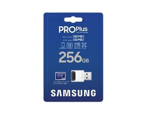 Karta pamięci microSD PRO Plus MB-MD256SB/WW 256GB + czytnik Karta pamięci microSD PRO Plus MB-MD256SB/WW 256GB + czytnik