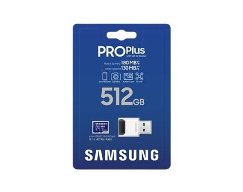 Karta pamięci microSD PRO Plus MB-MD512SB/WW 512GB + czytnik Karta pamięci microSD PRO Plus MB-MD512SB/WW 512GB + czytnik