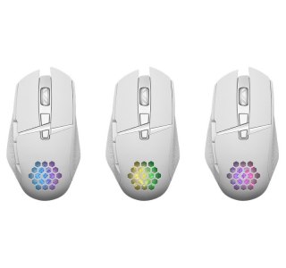 Mysz gamingowa bezprzewodowa Glory GM-514 RGB 7P 1200/2400/3200 DPI biała