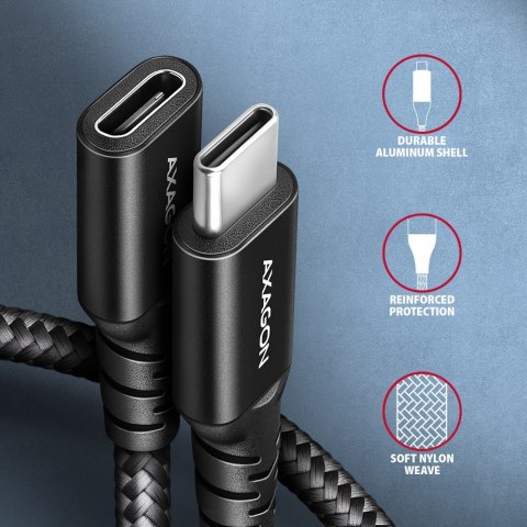 BUCM32-CF10AB Kabel przedłużacz Gen2 USB-C - USB-C, 1m, 5A, 20Gbps, PD 240W, oplot, czarny