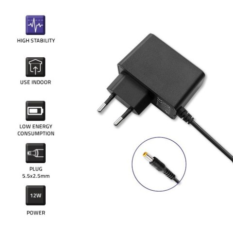 Zasilacz wtyczkowy 12W | 12V | 1A | 5.5*2.5 Zasilacz wtyczkowy 12W | 12V | 1A | 5.5*2.5