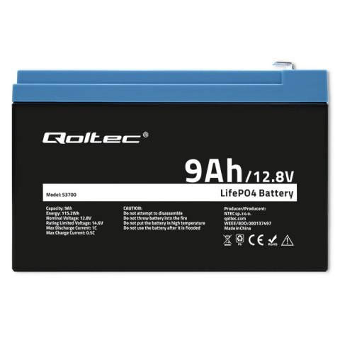 Akumulator LiFePO4 Litowo-Żelazowo-Fforanowy | 12.8V | 9Ah | 115.2Wh | BMS