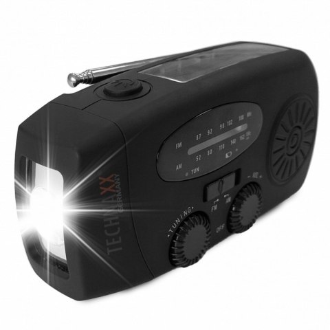 Radio słoneczne AM/FM z ręczną korbką i latarką LED Radio słoneczne AM/FM z ręczną korbką i latarką LED