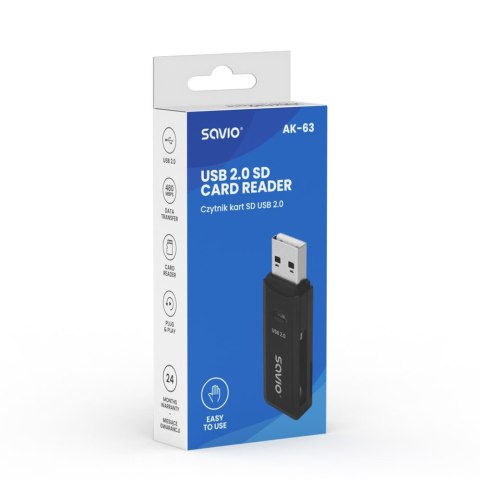 Czytnik kart SD, USB 2.0, 480 Mbps, AK-63 Czytnik kart SD, USB 2.0, 480 Mbps, AK-63