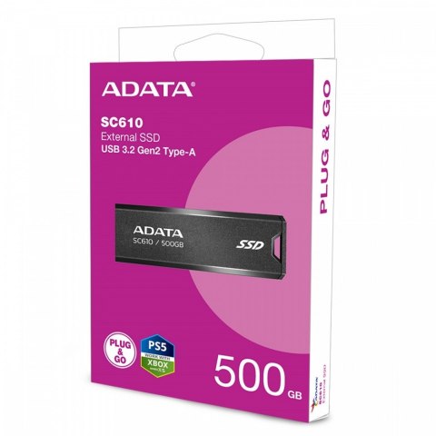 Dysk SSD zewnętrzny SC610 500GB USB3.2A Gen2 czarny Dysk SSD zewnętrzny SC610 500GB USB3.2A Gen2 czarny