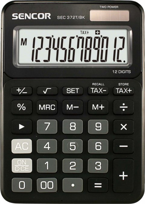 Kalkulator biurkowy SEC 372BK duży 12 cyfrowy wyświetlacz LCD Kalkulator biurkowy SEC 372BK duży 12 cyfrowy wyświetlacz LCD