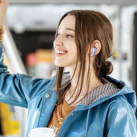 Słuchawki Bluetooth 5.3 T85 ENC TWS niebieskie Słuchawki Bluetooth 5.3 T85 ENC TWS niebieskie