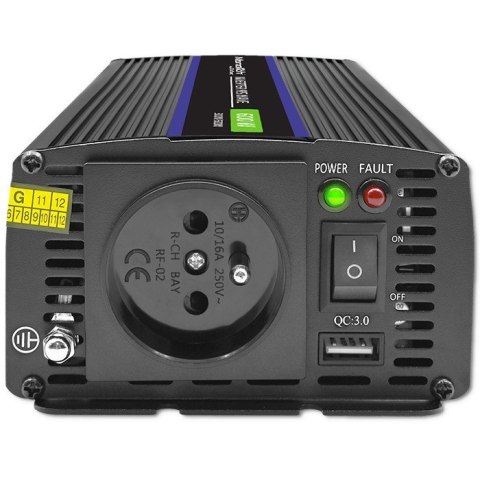 Przetwornica napięcia Monolith 600 MS Wave | 12V na 230V | 300/600W | USB