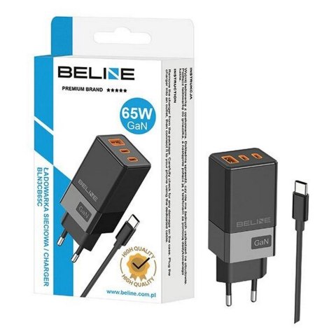 Ładowarka sieciowa 65W GaN 2xUSB-C + USB-A +Kabel USB-C Czarna Ładowarka sieciowa 65W GaN 2xUSB-C + USB-A +Kabel USB-C Czarna