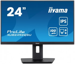 Monitor 23.8 cala ProLite XUB2492QSU-B1 IPS,QHD,USB-C,100Hz,3xUSB(3.2),HDMI,DP 300cd/m2,FreeSync,2x2W,HAS(150mm),PIVOT
