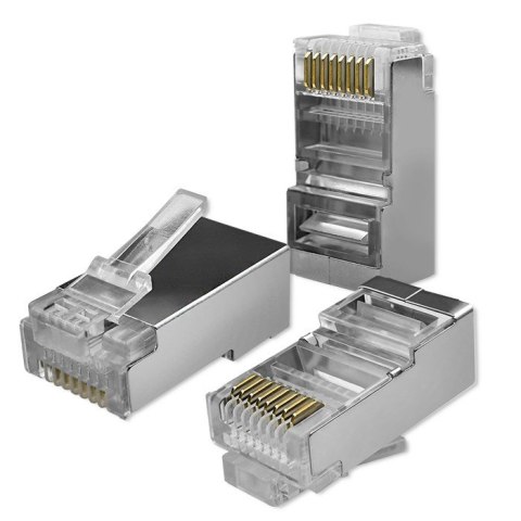 Wtyk przelotowy złącze RJ45 | CAT6 | FTP | Pass Through | Pozłacane styki | 100 sztuk Wtyk przelotowy złącze RJ45 | CAT6 | FTP | Pass Through | Pozłacane styki | 100 sztuk