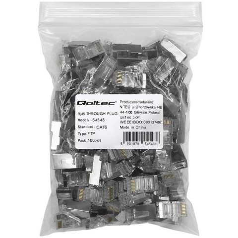 Wtyk przelotowy złącze RJ45 | CAT6 | FTP | Pass Through | Pozłacane styki | 100 sztuk Wtyk przelotowy złącze RJ45 | CAT6 | FTP | Pass Through | Pozłacane styki | 100 sztuk