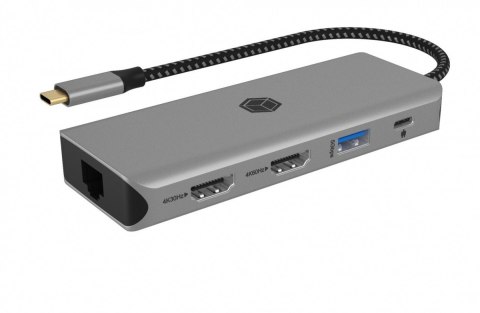 Stacja dokująca IB-DK4012-CPD 9w1, 2x HDMI, 4K60Hz, 3xUSB, 100W PD,LAN, Czytnik kart Stacja dokująca IB-DK4012-CPD 9w1, 2x HDMI, 4K60Hz, 3xUSB, 100W PD,LAN, Czytnik kart