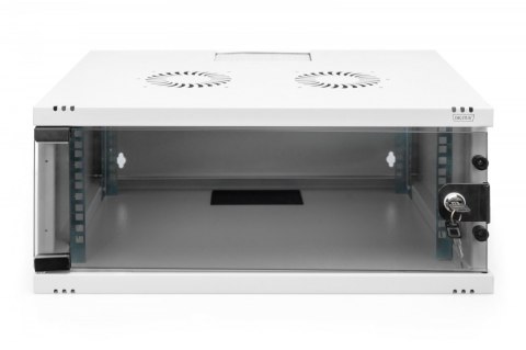 Szafa sieciowa wisząca 19" 4U, SOHO 241 x 540 x 400 mm, nośność 60kg, drzwi szyba, niezłożona, Szara