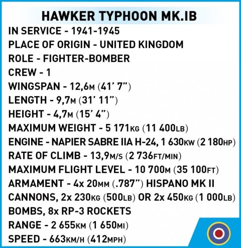 Klocki Hawker Typhoon Mk.1B