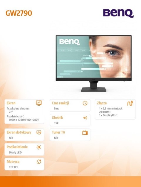 Monitor 27 cali GW2790 LED 5ms/IPS/HDMI/100Hz Monitor 27 cali GW2790 LED 5ms/IPS/HDMI/100Hz