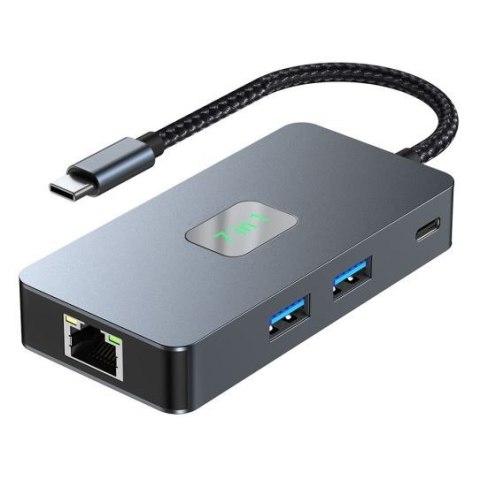 Adapter HUB USB C (7w1) HDMI USB SD/TF RJ45 (2500 Mbps) PD Adapter HUB USB C (7w1) HDMI USB SD/TF RJ45 (2500 Mbps) PD