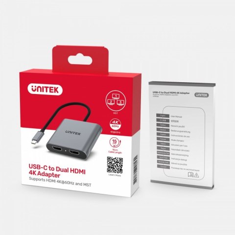 Adapter USB-C - 2x HDMI 2.0; 4K MST; M/F Adapter USB-C - 2x HDMI 2.0; 4K MST; M/F