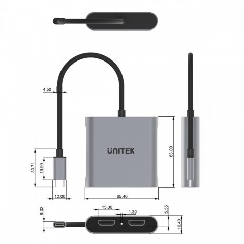 Adapter USB-C - 2x HDMI 2.0; 4K MST; M/F Adapter USB-C - 2x HDMI 2.0; 4K MST; M/F