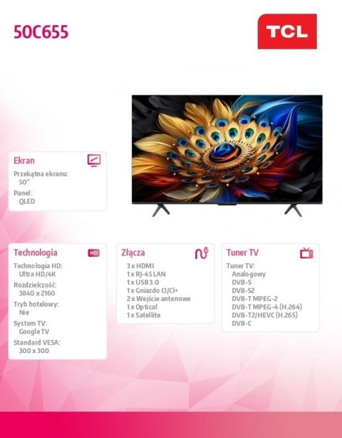 Telewizor QLED 50 cali 50C655