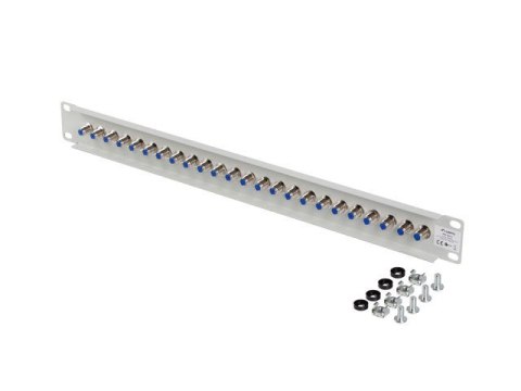 Patch panel 24 porty 19 cali gniazdo Typ F beczka szary Patch panel 24 porty 19 cali gniazdo Typ F beczka szary