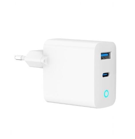 Ładowarka USB-A/C GaN LED 30W PD QC3.0 biała Ładowarka USB-A/C GaN LED 30W PD QC3.0 biała