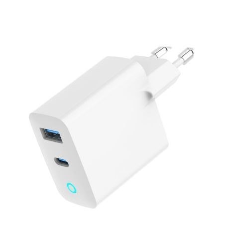 Ładowarka USB-A/C GaN LED 30W PD QC3.0 biała Ładowarka USB-A/C GaN LED 30W PD QC3.0 biała