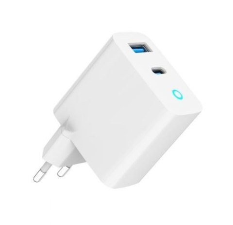 Ładowarka USB-A/C GaN LED 30W PD QC3.0 biała Ładowarka USB-A/C GaN LED 30W PD QC3.0 biała