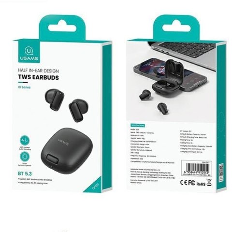 Słuchawki Bluetooth 5.3 TWS ID Series Czarne Słuchawki Bluetooth 5.3 TWS ID Series Czarne