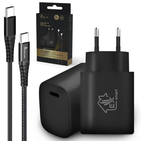 Zestaw Smart Life USB Type-C do Type-C, 200cm,Czarny + Ładowarka18W PD3.0 czarna Zestaw Smart Life USB Type-C do Type-C, 200cm,Czarny + Ładowarka18W PD3.0 czarna
