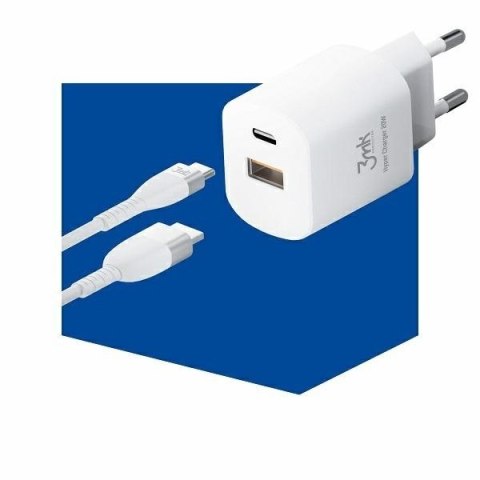 Ładowarka sieciowa 20W 1xUSB-C +USB-A PD QC bez kabla Biała Ładowarka sieciowa 20W 1xUSB-C +USB-A PD QC bez kabla Biała
