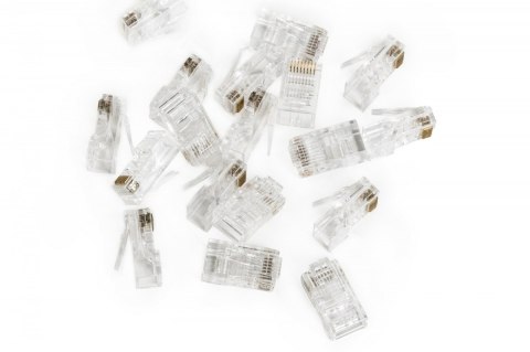 Wtyk RJ45 (8P8C) przelotowy, kat.5e, nieekranowany, AWG 26-24, opakowanie 100 sztuk Wtyk RJ45 (8P8C) przelotowy, kat.5e, nieekranowany, AWG 26-24, opakowanie 100 sztuk