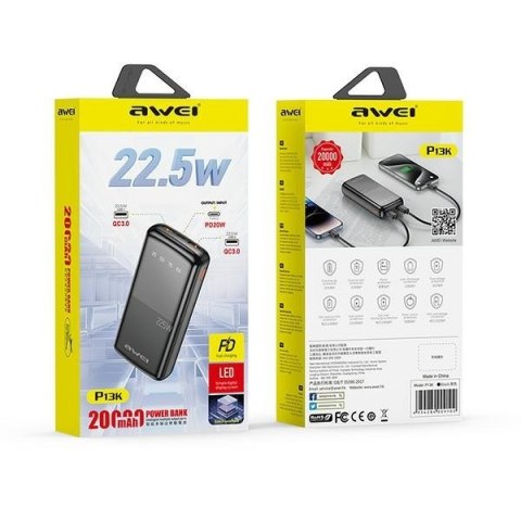 Powerbank 20000mAh P13K 22,5W 2xUSB + USB-C Powerbank 20000mAh P13K 22,5W 2xUSB + USB-C