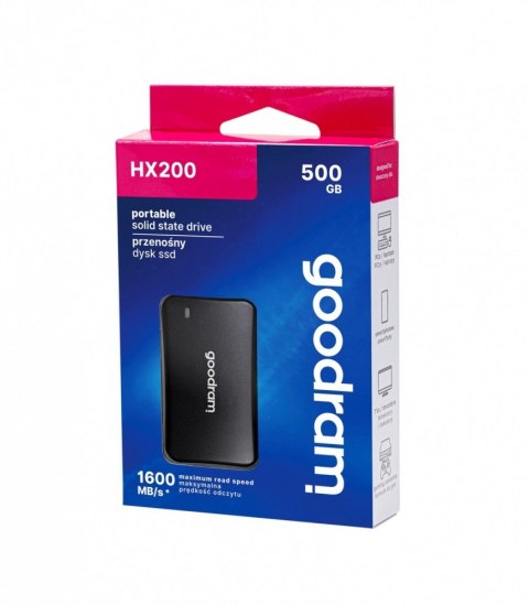 Dysk SSD HX200 500GB USB-C+A 1500/900MB/s czarny Dysk SSD HX200 500GB USB-C+A 1500/900MB/s czarny