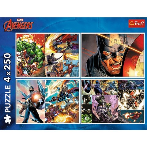 Puzzle 4x250 elementów Bohaterskie dni Avengers Puzzle 4x250 elementów Bohaterskie dni Avengers