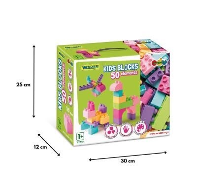 Klocki 50 elementów Kids Blocks różowe Klocki 50 elementów Kids Blocks różowe