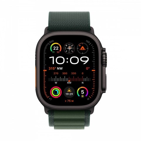 Watch Ultra 2 GPS + Cellular, koperta 49 mm z tytanu w kolorze czarnym z opaską Alpine S w kolorze ciemnozielonym Watch Ultra 2 GPS + Cellular, koperta 49 mm z tytanu w kolorze czarnym z opaską Alpine S w kolorze ciemnozielonym