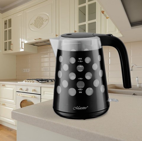 Czajnik elektryczny 1,7l 2200W "KROPKI" MR-045-BLACK Czajnik elektryczny 1,7l 2200W "KROPKI" MR-045-BLACK