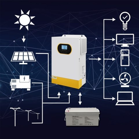 Hybrydowy inwerter solarny Off-Grid 6.2kVA | 6.2W | 120A | MPPT |LCD | BMS | Sinus