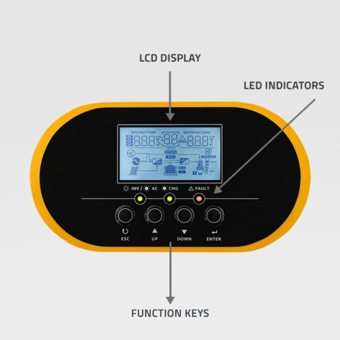 Hybrydowy inwerter solarny Off-Grid 6.2kVA | 6.2W | 120A | MPPT |LCD | BMS | Sinus