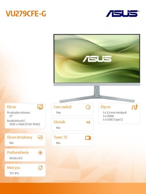 Monitor 27 cali VU279CFE-G VU IPS 100Hz HDMI USB-C 15W Monitor 27 cali VU279CFE-G VU IPS 100Hz HDMI USB-C 15W